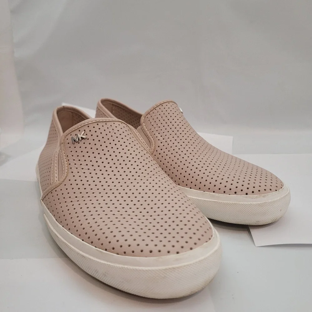 Michael Kors Keaton Slip-On Sneakers Womens 8M Pink Perforated Leather Excellent